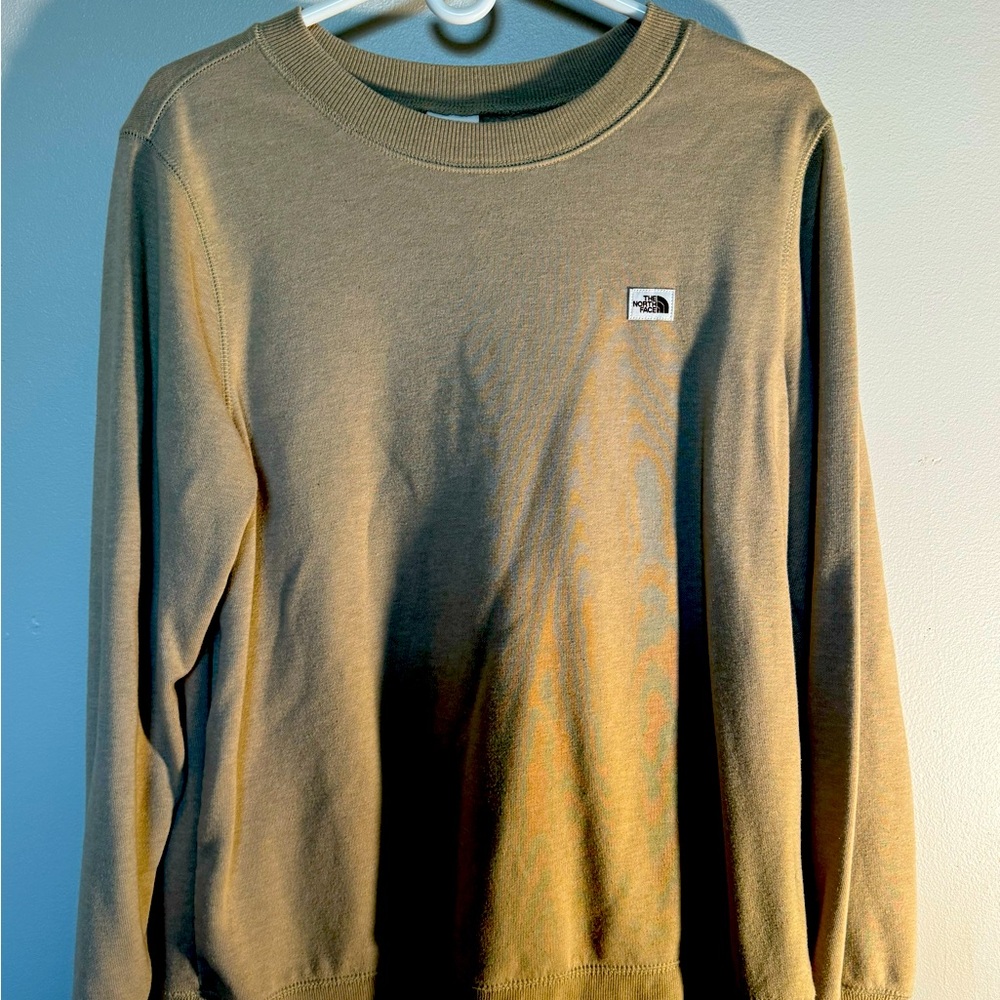 North Face Women’s Heritage Patch Crew Vintage Pullover Tan Cream NEW SZ LG